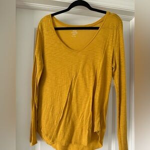 Old Navy Mustard Yellow V-Neck Long Sleeve Tee